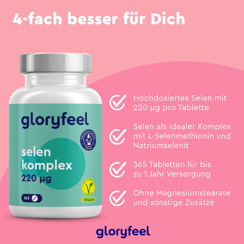 [Australia] - Selenium complex 220µg - 365 vegan tablets (1 year) - Complex of sodium selenite and selenomethionine - High-dose selenium & bioavailable - Laboratory tested, made in Germany without additives Tasteless 91 g (pack of 1) 
