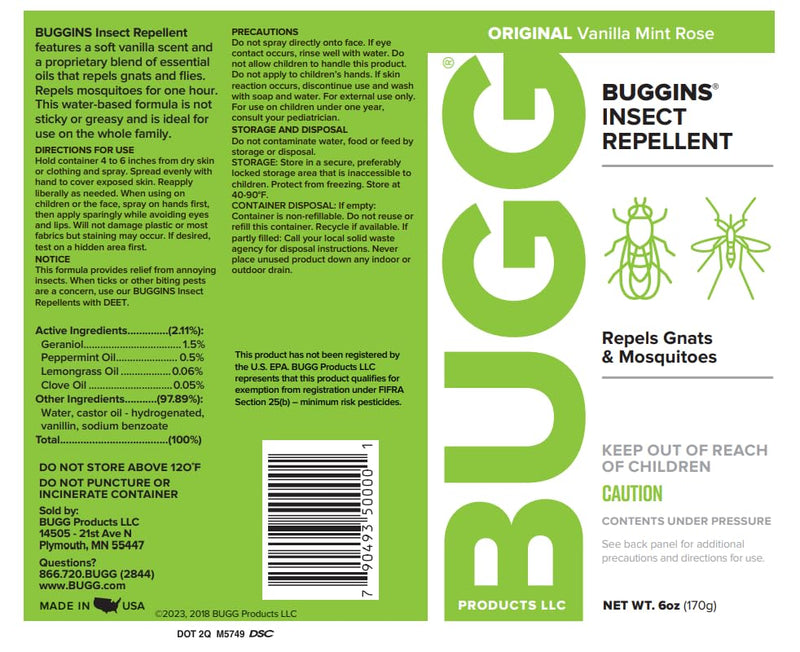[Australia] - BUGGINS - Original Insect Repellent - Mosquitoes & Gnats, DEET Free, Non-Greasy - 6 oz Continuous Spray Can 6 Fl Oz (Pack of 1) 