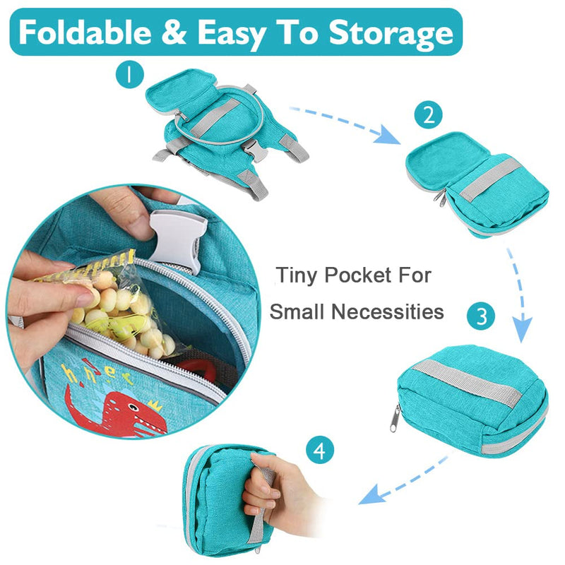 [Australia] - Toddler Harness Leash + Anti Lost Wrist Link, Accmor Dinosaur Baby Harnesses with Kids Leashes for Boys, Cute Child Walking Anti-Lost Holder Bracelet Strap Tether for Outdoor Keep Kid Close (Blue) Lake Blue/Dinosaur 