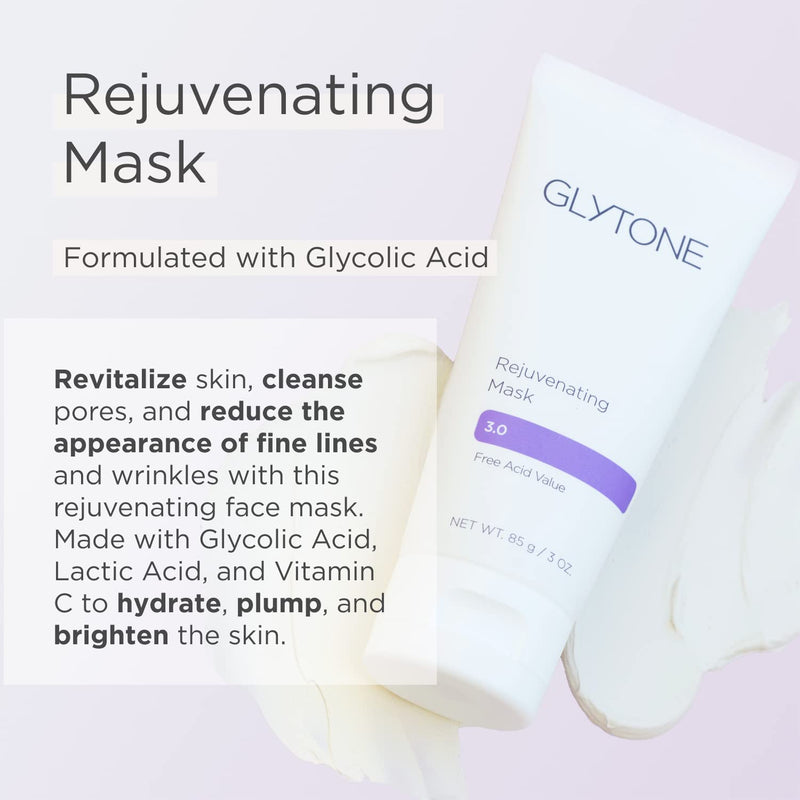 Glytone Rejuvenating Face Mask | Exfoliate and Revitalize with 3.0 FAV Glycolic Acid, Lactic Acid & Vitamin C | Hydrating Facial Mask Remove Fine Lines | Fragrance Free for All Skin Type - 3 oz.