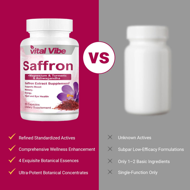 Calm Moon Capsules - Saffron Extract Supplement for Mood Support & Calm Energy – 8-in-1 with Ashwagandha & Magnesium – High Absorption Formula for Focus & Balance - 90 Vegan Capsules