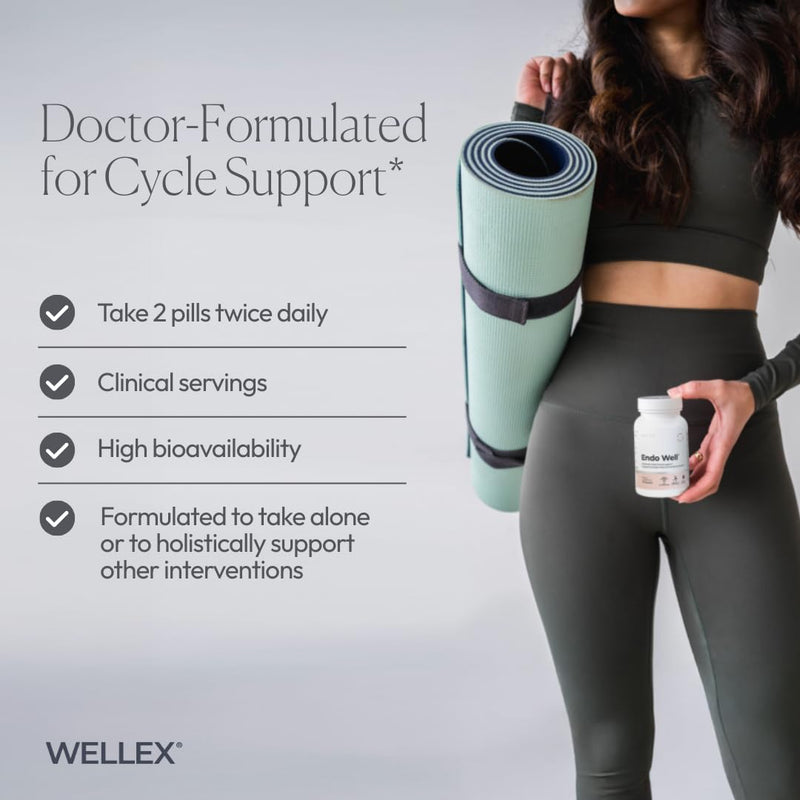 Papillex Endo Well | Women’s Cycle Support | Monthly Wellness, Muscle Function & Energy Metabolism | Magnesium, Pea, DIM & Ashwagandha | Doctor-Formulated, Clean Ingredients