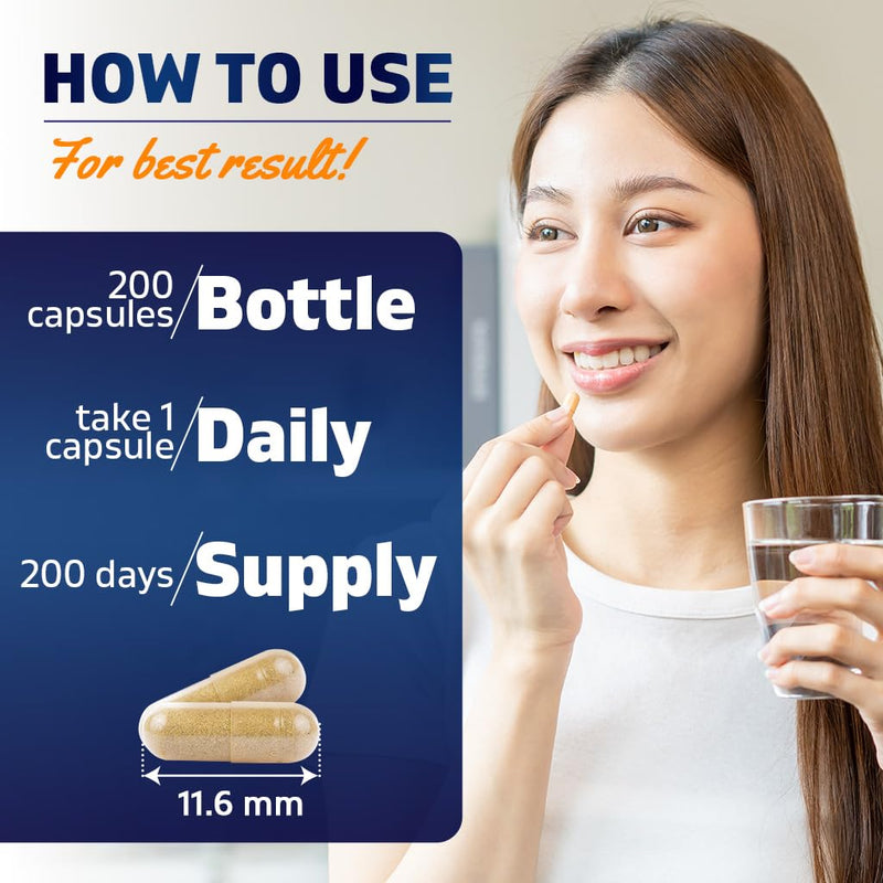[Australia] - Vitamatic Astragalus Capsules 200 Veg Capsules - 10:1 Astragalus Extract 500mg - Non-GMO, Gluten-Free 