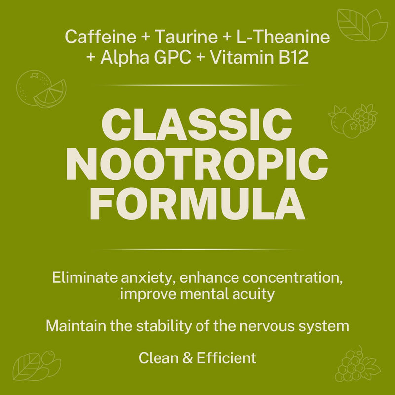 Nootropic Caffeine Pouches, Energy Pouches with 50mg Caffeine | Taurine | Vitamin B12 | Alpha-GPC | L-Theanine, Focus and Energy Supplements Variety Packs 5 Flavors