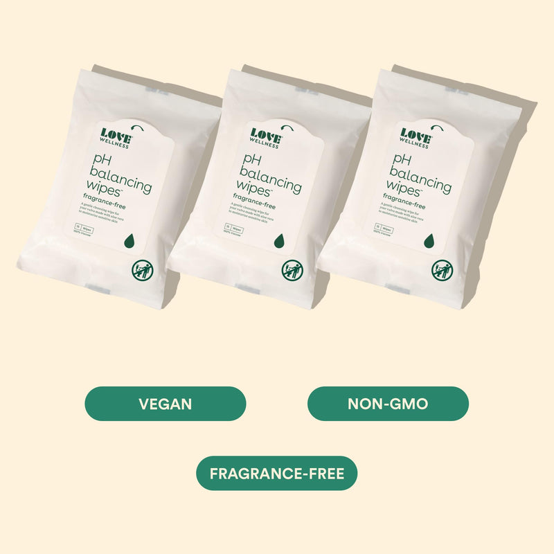 [Australia] - Love Wellness pH Balancing Wipes for Women | Feminine Hygiene for Cleansing with Aloe Vera | Fragrance-Free Intimate Health | Moisturizing, Soothing & Calming for Sensitive Skin | Travel Size | 3-Pack 
