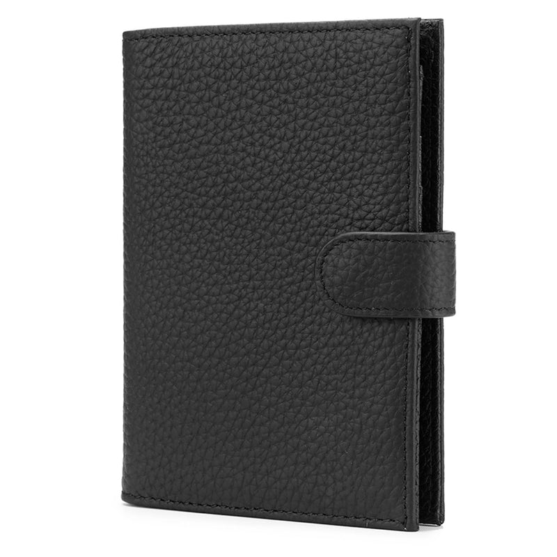 Karmiir RFID Blocking Small Leathear Coin Wallet & RFID Blocking Leather Passport Wallet, Black(Same material)