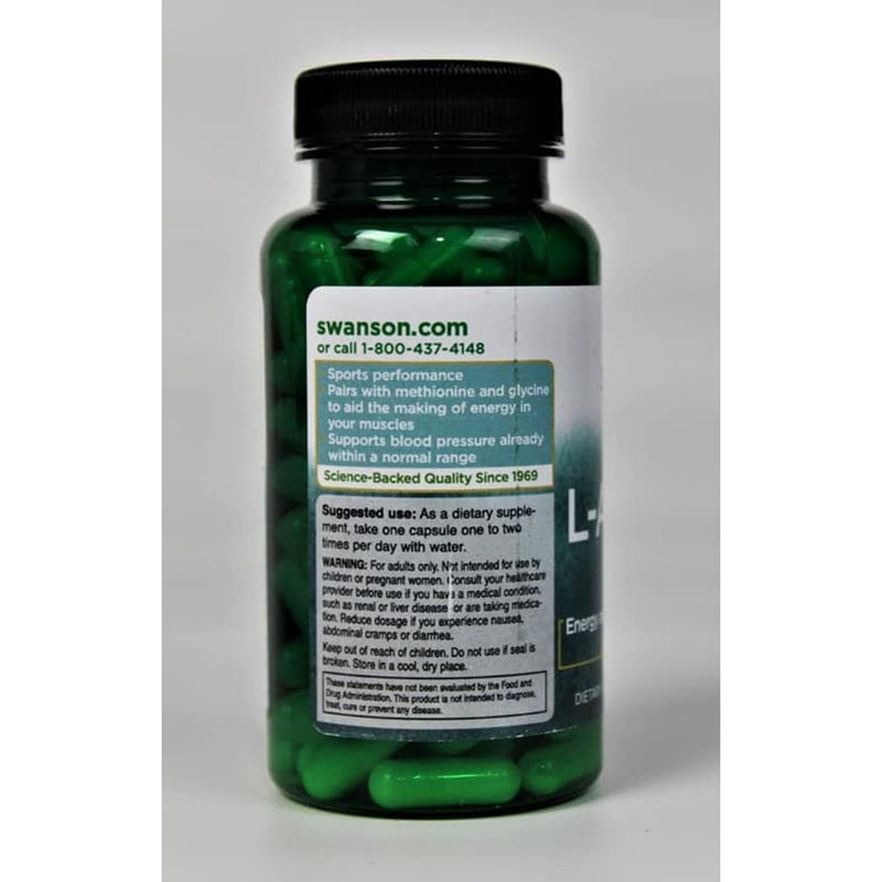 Swanson Amino Acid L-Arginine 500 Milligrams 100 Capsules (4 Pack) 100 Count (Pack of 4)