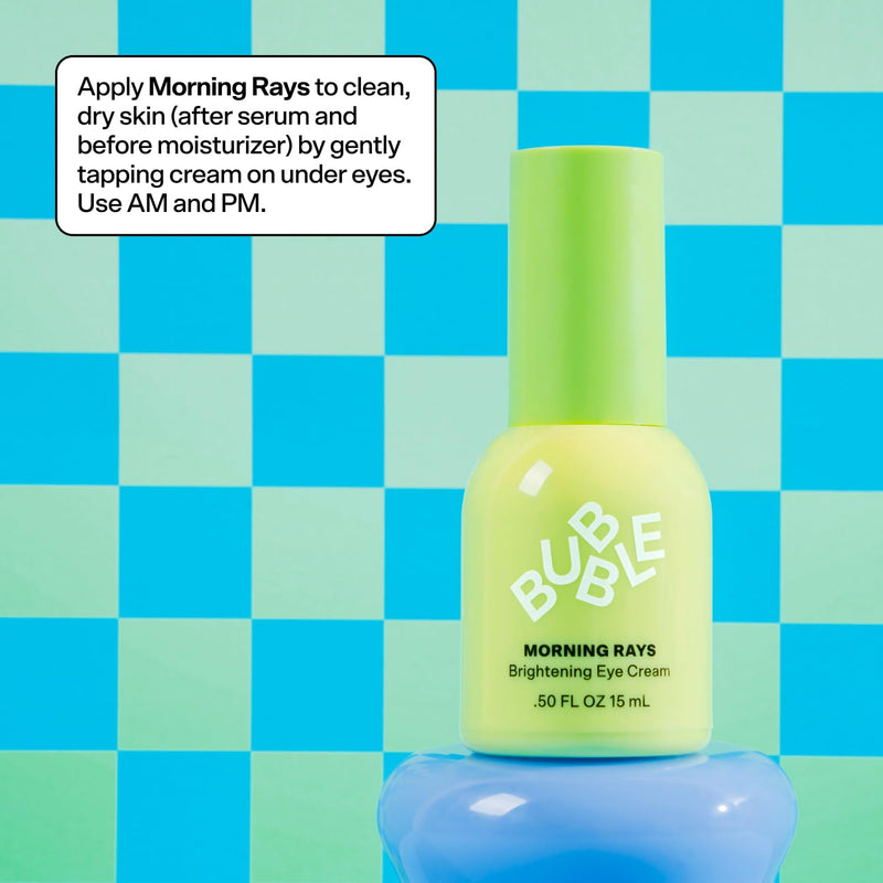 Bubble Skincare Morning Rays Brightening Eye Cream - Vitamin C Under Eye Cream for Dark Circles & Puffiness - Enriched with Green Tea Extract to Calm, Protect & Soothe Skin (15ml)