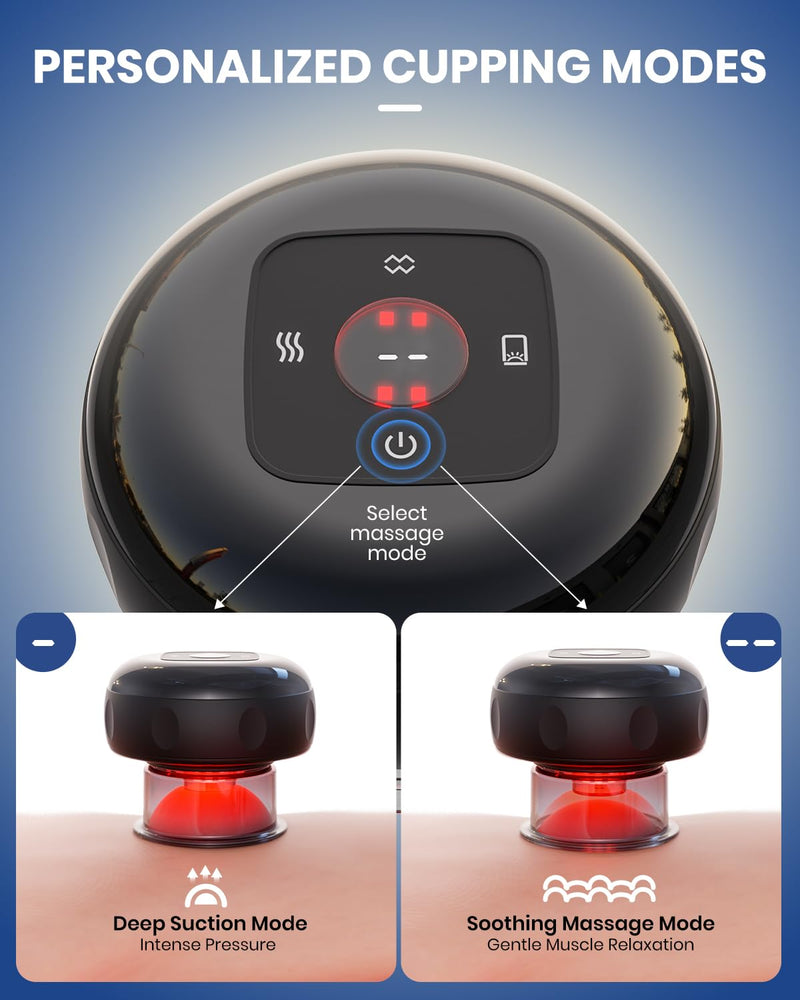 EURPMASK Choose the color of europe Electric Cupping Set with Red Light - 24 Levels Adjustable Suction & Heat, One-Touch Control, Portable Muscle Relaxation Tool 2 Pack