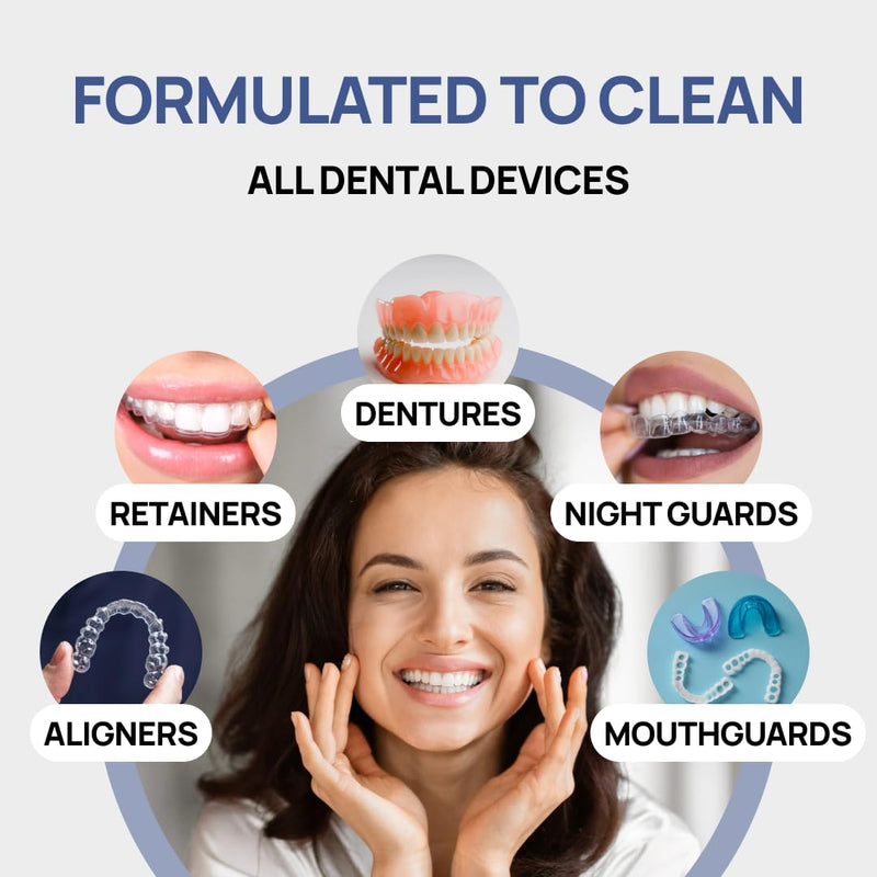 SmileAgain Retainer Cleaner - 180-220 Cleanings 22 Pack/6 Month Supply - for Clear Aligners, Dentures, Mouth Guards & Night Guards - Our Oral Appliance Cleaner & Denture Care Powder - Mint Flavored 6 Month Supply