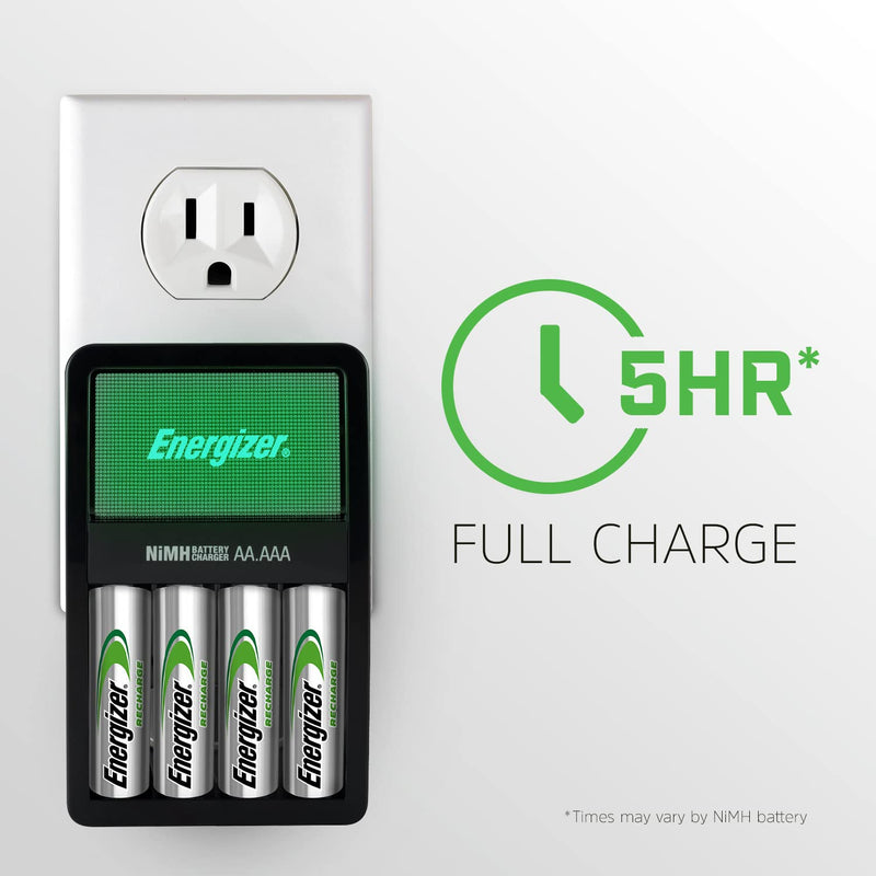 Energizer Rechargeable AA and AAA Battery Charger (Recharge Value) with 4 AA NiMH Rechargeable Batteries 1 COUNT