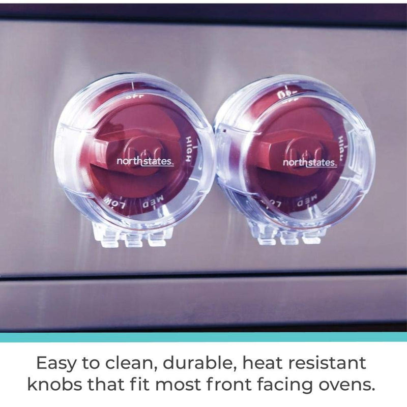 [Australia] - Toddleroo by North States Appliance Knob Covers | Prevents Your Child from Operating The Stove knobs | Fits Most Front Facing stoves | Baby proofing with Confidence (5-Pack, Clear) 5 Count (Pack of 1) 