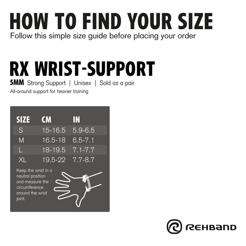 [Australia] - Rehband Neoprene Wrist Sleeves, 1 pair, Wrist support 5mm neoprene stabilizes wrist during workout, improves control & stability, Colour:Black, Size:X-Large XL Black 