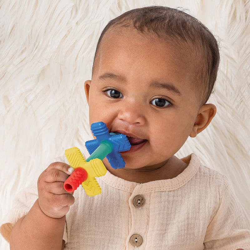 [Australia] - Itzy Ritzy Teensy Tube Teether; Textured Hollow Baby Teething Tube That Reaches Front Teeth & Back Molars, Made of Soft Silicone (Rainbow) Rainbow 