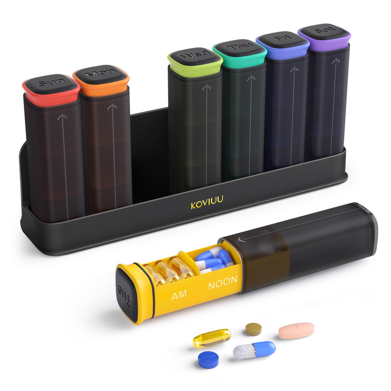 [Australia] - Weekly Pill Organizer 3X a Day, Detachable Pill Box 7 Day, Large 3 Times Daily Pill Case, Travel Pill Container Holder, Week Medication Dispenser Pillbox for Vitamin Supplement Medicine, Black 