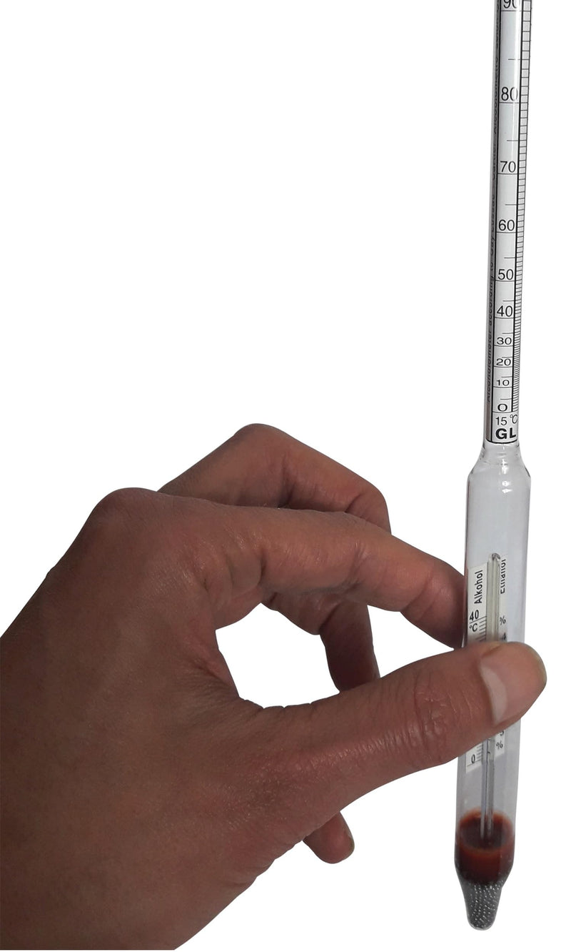 [Australia] - Dr. Richter alcohol meter 0-100 Vol% with thermometer and compensation scale, protective cover can be used as an immersion cylinder 