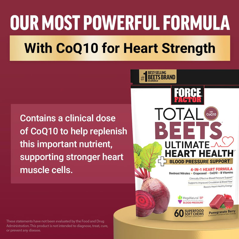 Force Factor Total Beets Blood Pressure Support Nitric Oxide Supplement