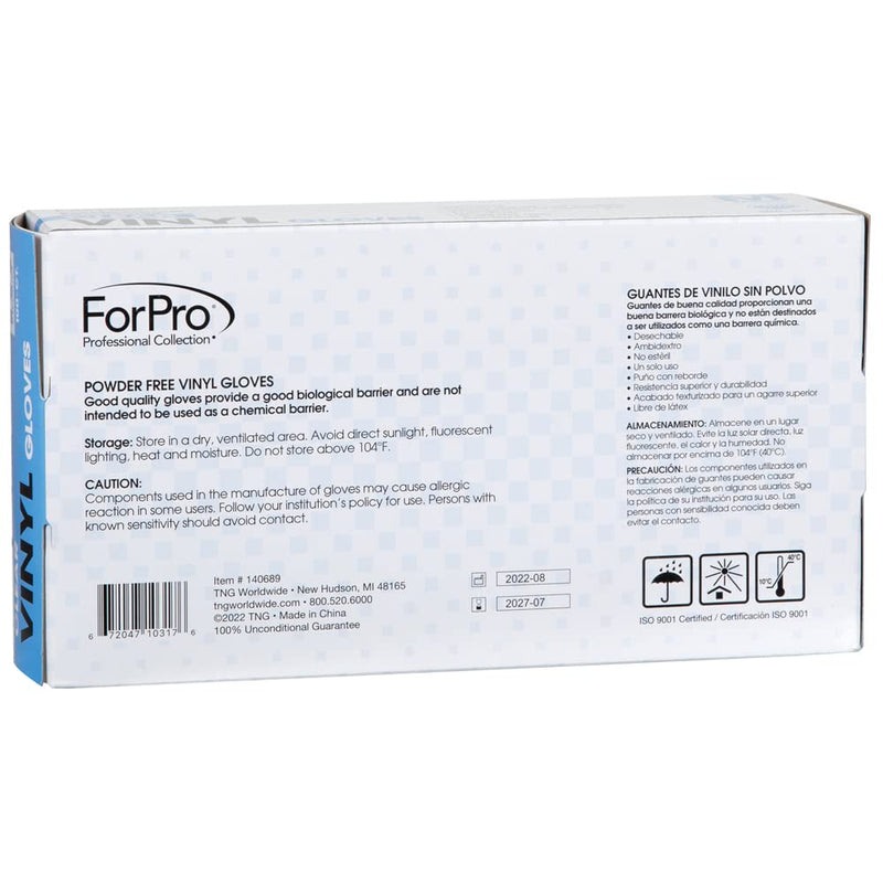 [Australia] - ForPro Disposable Vinyl Gloves, Clear, Industrial Grade, Powder-Free, Latex-Free, Non-Sterile, Food Safe, 2.75 Mil. Palm, 3.9 Mil. Fingers, Medium, 100-Count 