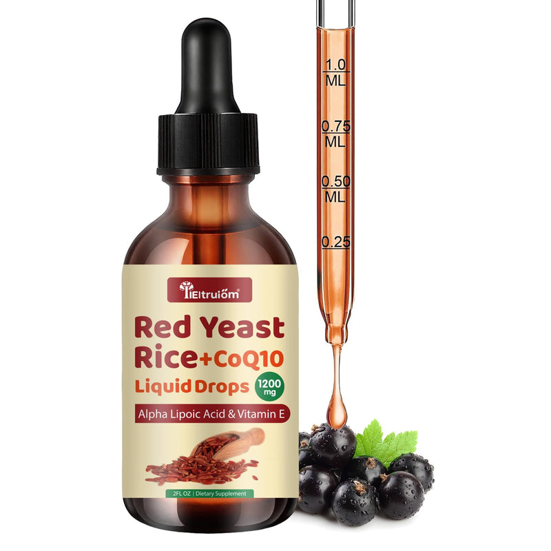 [Australia] - Red Yeast Rice with Coq10 Drops, Organic Red Yeast Rice 1200mg with Alpha Lipoic Acid for Cholesterol Support, CoQ10 100mg for Heart Health Support - 2 oz, Citrinin Free 