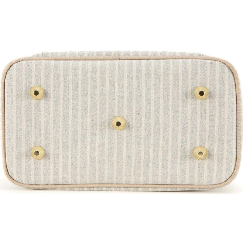 Sand & Stone Beach Stripe Lunch Poche - Insulated Lunch Bag for Work, Travel & Picnic, Aesthetic Design, Linen/Cotton, Machine Washable, Detachable Strap Sand & Stone Beach Stripe