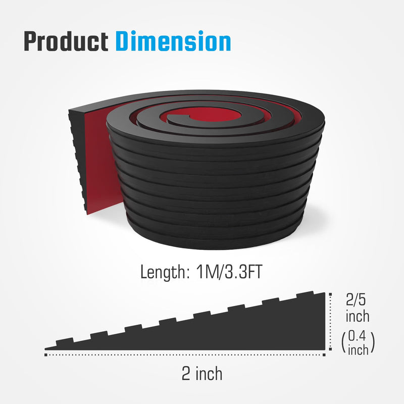 [Australia] - Threshold Ramps for Doorways Self-Adhesive Rubber Ramps for Door Threshold Rubber Door Threshold Ramp for Wheelchair for Doorways, Curb, Power Scooters, Bathroom (Black, 0.4'' Rise-3.3Ft Long) Black 