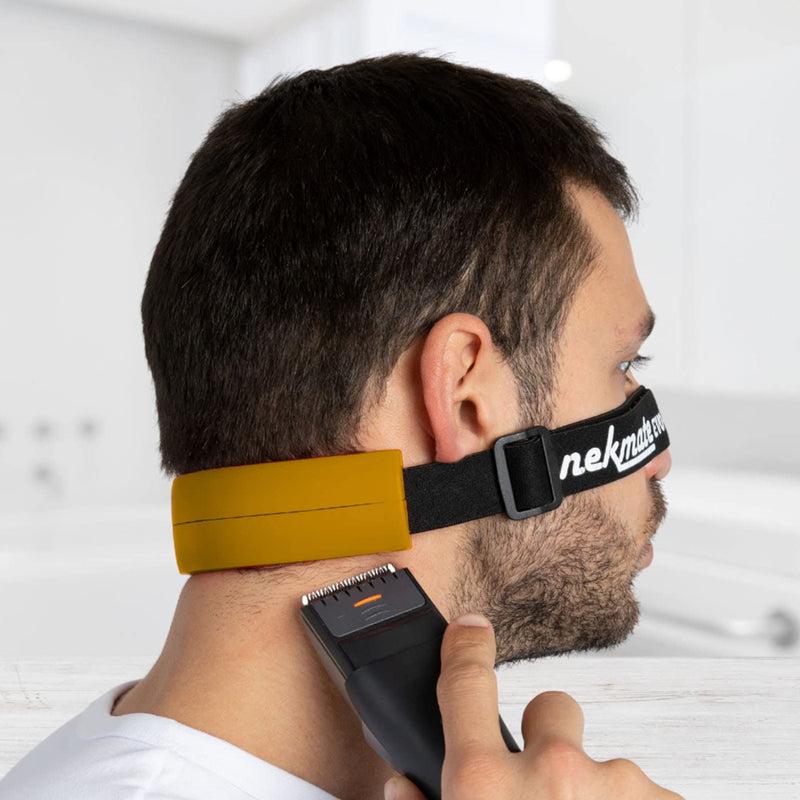 NekmateEVO+ (Deluxe Version) Neckline Shaving Template and Haircut Guide with Fully Adjustable Strap | DIY Hands-Free Cut, Trim, and Shave Use for Straight Lines | Non-Slip, Skin Safe Silicone