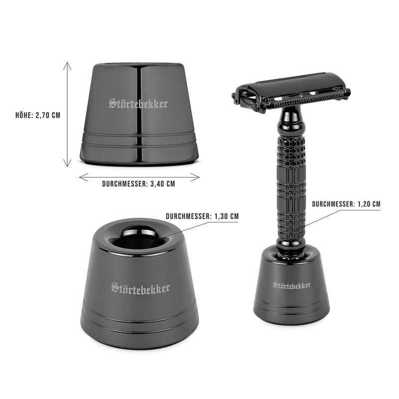 [Australia] - Störtebekker® Premium shaving stand 'Hamburg' made of stainless steel in black - suitable for (Störtebekker®) safety razors 'Hamburg' - high-quality accessories - non-slip base - solid stand - 125g #1 Black 