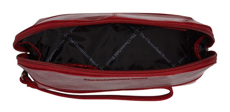 Chesterfield Brand Toiletry Bag TORINO | Made Of Leather | Large Cosmetics Case For Men And Women For Travel (Red)