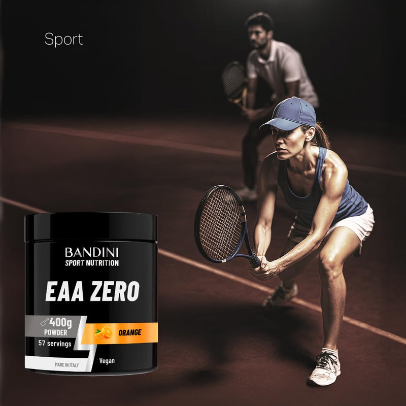 Bandini® EAA Essential Amino Acids | 400 g Powder | 9 Fermented Essential Aminoacids EAAs + BCAAs 211 & Vitamin B6 | Muscle Growth & Recovery | Intra, Pre & Post Workout | Vegan, Orange Flavour