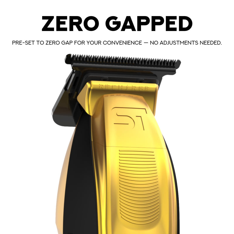 [Australia] - Supreme Trimmer Recharge ST777 – Professional Barber Trimmer with 2 Removable Batteries | 8000 RPM Motor, Zero Gap DLC Blades, Smart Charging Dock, USB-C Fast Charge Gold 