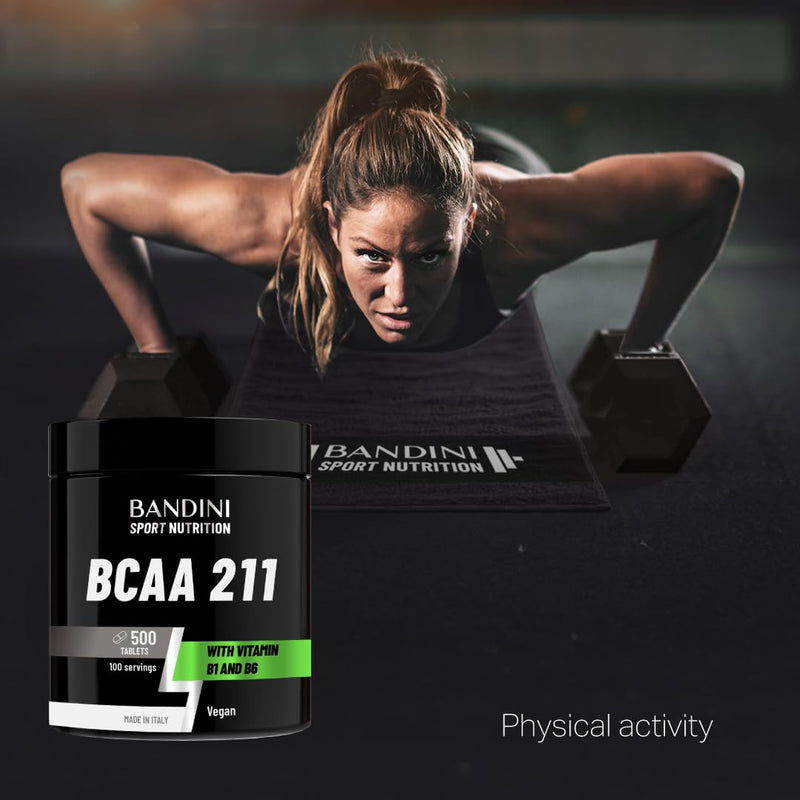 Bandini® BCAA 2:1:1 3000mg per Serving | 500 Vegan Tablets BCAAs (not Capsules or Powder) Pre Workout Branched Chain Amino Acids + Vitamin B6, B1, L-Leucine, L-Isoleucine, L-Valine | BCAA 211 Energy 500 count (Pack of 1)