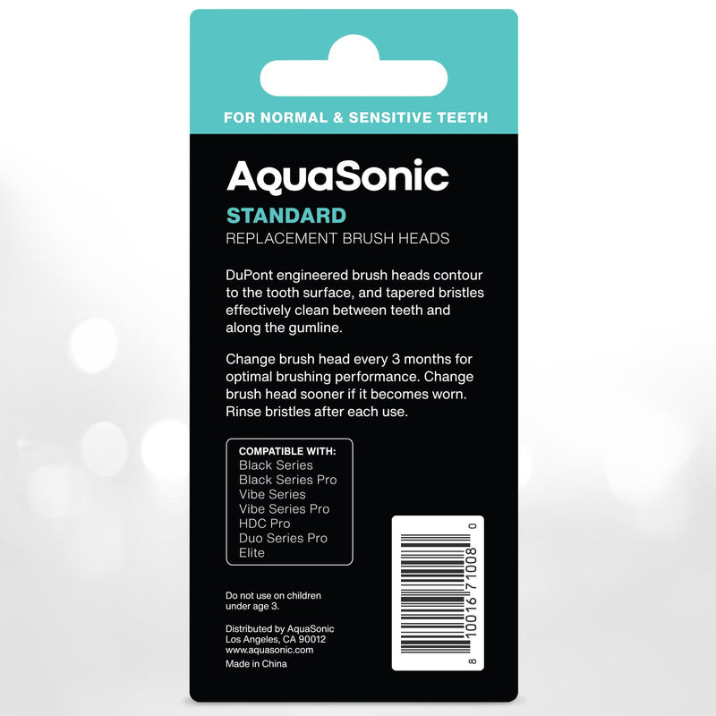 [Australia] - AquaSonic Standard Replacement Brush Heads | for Normal & Sensitive Teeth | Compatible with Many AquaSonic Toothbrush Handles (2 Pack Black) 2 Pack Black 2 Count (Pack of 1) 