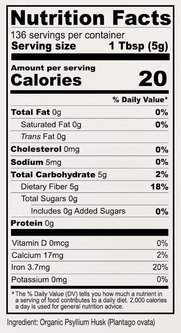 [Australia] - Anthony's Organic Whole Psyllium Husks, 1.5 lb, Dietary Fiber, Gluten Free, Non GMO, Keto Friendly 