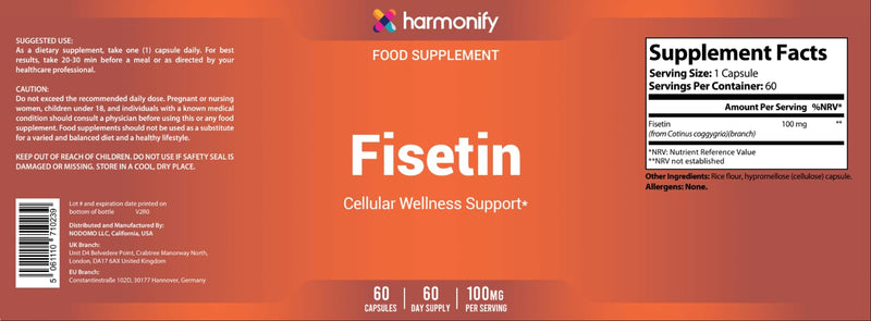 Fisetin 100 mg Capsules – Premium Fisetin Supplement from Cotinus Coggygria, 60 Vegan Capsules, 60 Day Supply