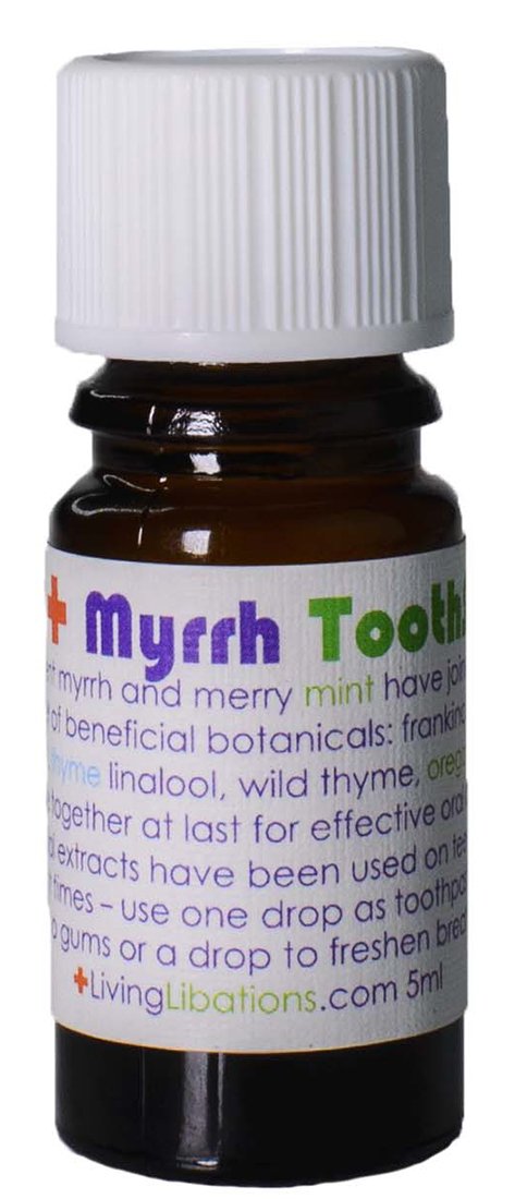 Living Libations - Organic Mint + Myrrh Tooth Serum | Natural, Wildcrafted, Vegan Clean Beauty (0.17 fl oz | 5 ml) 0.17 Fl Oz (Pack of 1)