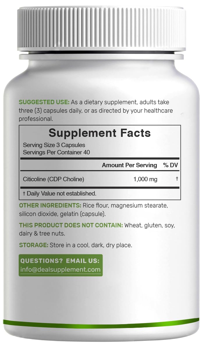 [Australia] - Citicoline CDP Choline, 1,000mg Per Serving, 120 Capsules ‚Äì Extra Strength Choline Supplements ‚Äì Nootropic B Vitamin Properties ‚Äì Promotes Brain Health, Memory, & Focus ‚Äì Non-GMO 