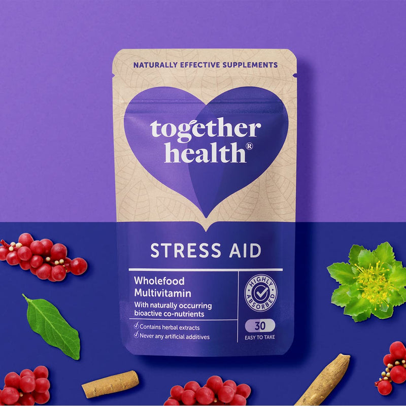 Stress Aid Complex – Together Health – 5 Essential B Vitamins – Schisandra, Ashwagandha & Rhodiola – Ocean-Sourced Magnesium – Vegan Friendly – Made in The UK - 30 Vegecaps 1 count (Pack of 30)