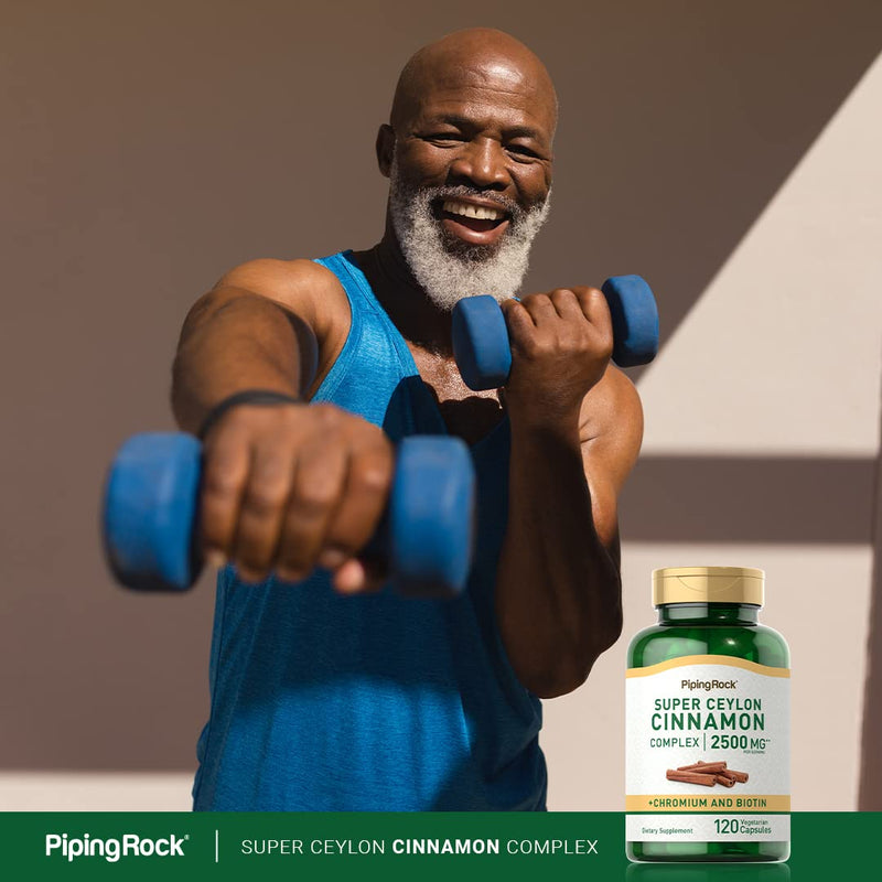 [Australia] - Piping Rock Ceylon Cinnamon Capsules | 2500mg | 120 Pills | Complex with Chromium and Biotin | Extract Supplement | Vegetarian, Gluten Free, Non-GMO 120 Count (Pack of 1) 