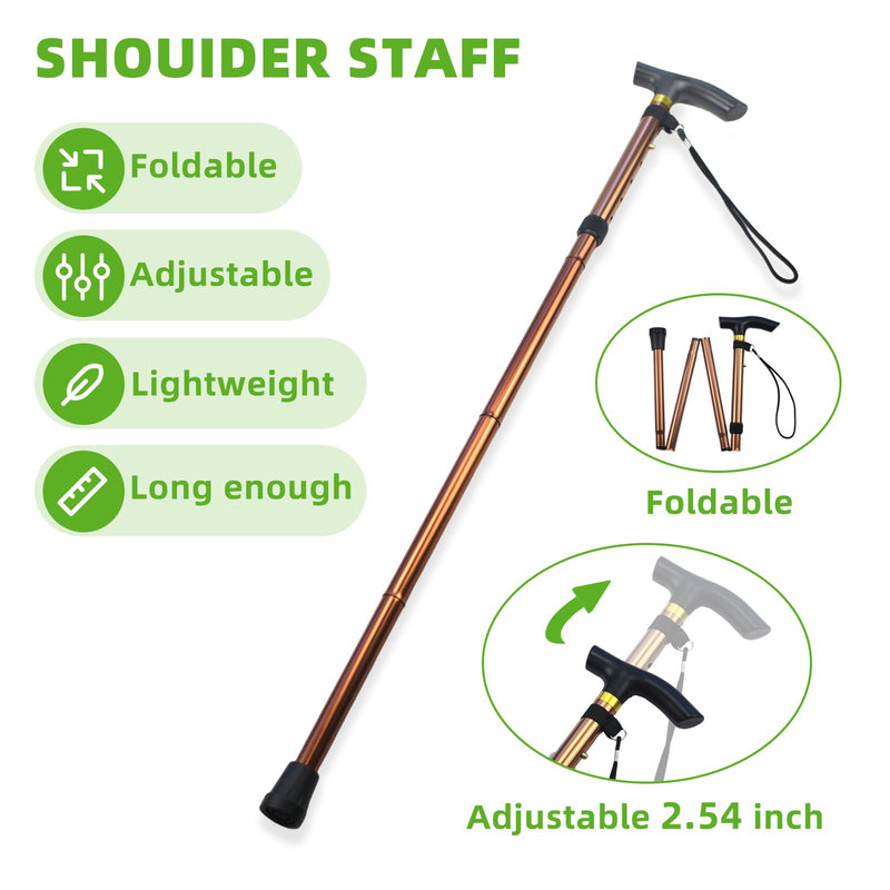 Shoulder Pulley for Physical Therapy, Foldable Shoulder Wand Rotator Cuff Rehab – Portable & Shoulder Reliever with Hook, Lightweight Stretching Tool – Durable Shoulder Exercise Equipment (Gold) Gold