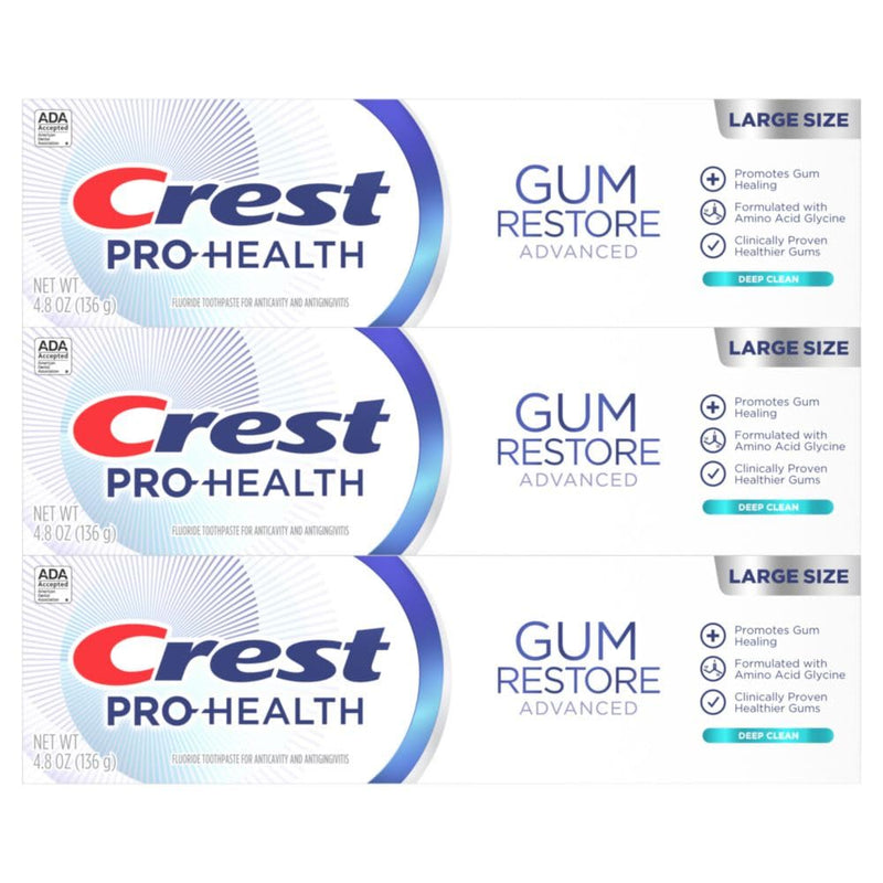 [Australia] - Crest Pro-Health Advanced Gum Restore Deep Clean Toothpaste 4.8 oz Pack of 3 -Anticavity, Antibacterial Flouride Toothpaste, Clinically Proven, Gum and Enamel Protection 