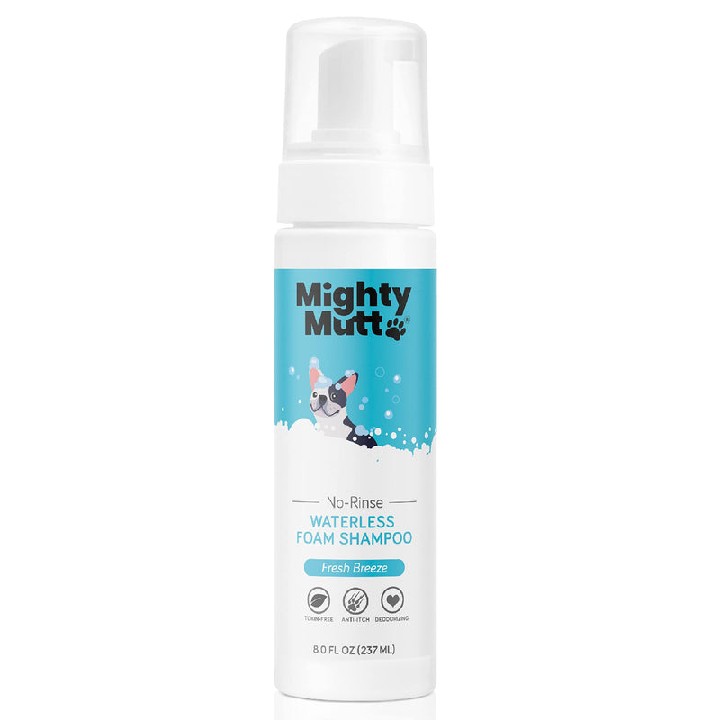 Mighty Mutt Waterless Dry Shampoo for Dogs + Detangling Rubber Brush | Hypoallergenic, de-Shedding and de-tangling | 2 Pack Bundle - PawsPlanet Australia