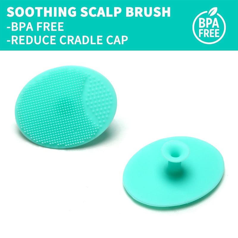 [Australia] - Goat Baby Hair Brush Set, Wooden Comb Massage Scalp Comb, Safe Natural Hair Care Kit, Soft Silicone Bath Brush for Newborns Toddlers (Brush Set+ Green Massager) Group 1 Brush Set+ Green Massager 