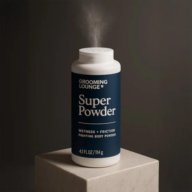 Grooming Lounge Super Powder - Arrowroot & Kaolin Clay, Talc-Free 4.1 Fl Oz | Aluminum Free, Sweat Absorbing, Odor Control & Chafing Relief - Powder for Groin, Feet, Chest & Skin Folds 4.8 Ounce (Pack of 1)