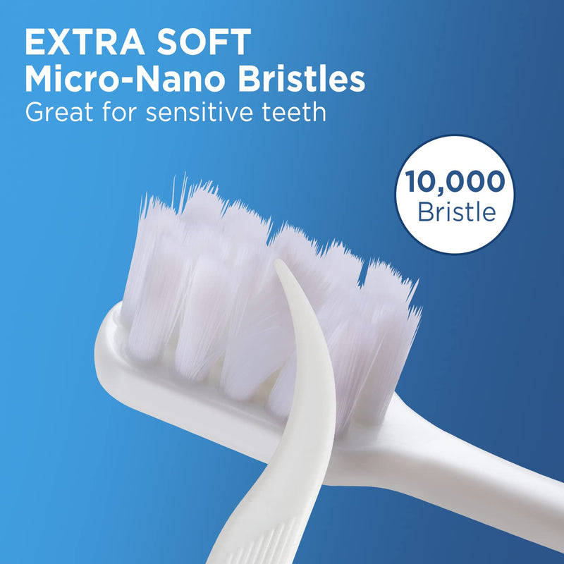 [Australia] - Extra Soft Toothbrushes for Adults, with 10000 Micro Nano Bristles, for Sensitive Teeth and Gum Recession (Compact Head, 6 Count) Rectangle Head 