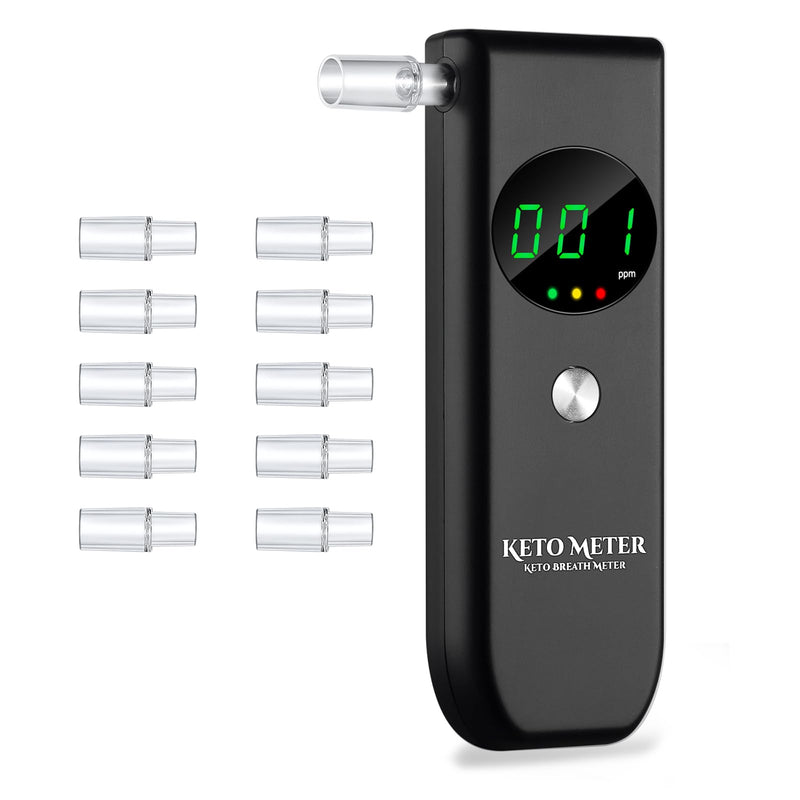 [Australia] - Ketone Breath Home Monitors Analyzer Professional Ketone Breath Testing & Monitoring - Portable Breath Ketosis Meter Digital Ketosis Breathalyzer for Testing ketosis with 10 Mouthpieces Black 