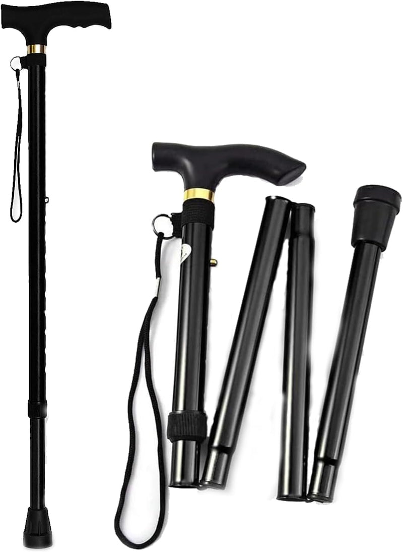 Height Adjustable Walking Stick , Ten Sizes Adjustable Canes , Folding Walking Sticks for Women and Men, Suitable for People with Unstable Walking Black