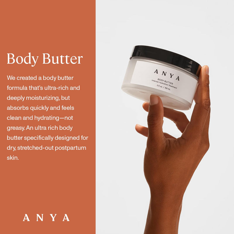 [Australia] - ANYA Body Butter, 5oz - Stretch mark repair and prevention lotion. Dermatologist-tested, Breastfeeding Safe ultra-rich cream, keeps skin hydrated postpartum. Essentials Gifts Baby Shower Gifts 