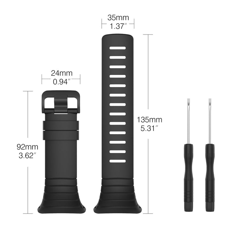 [Australia] - MoKo Suunto Core Watch Band, Classic Replacement Soft Wrist Band Strap with Metal Clasp for Suunto Core Smart Watch, Fits 5.51"-9.06" (140mm-230mm) Wrist, All Black 