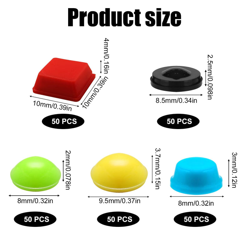 Tinoaly 250pcs Bump Dots for Visually Impaired, Assorted Sizes Adhesive Silicone Braille Stickers Low Vision Aids Tactile Dots for Blind & Elderly (Black, Red, Green, Yellow, Blue)