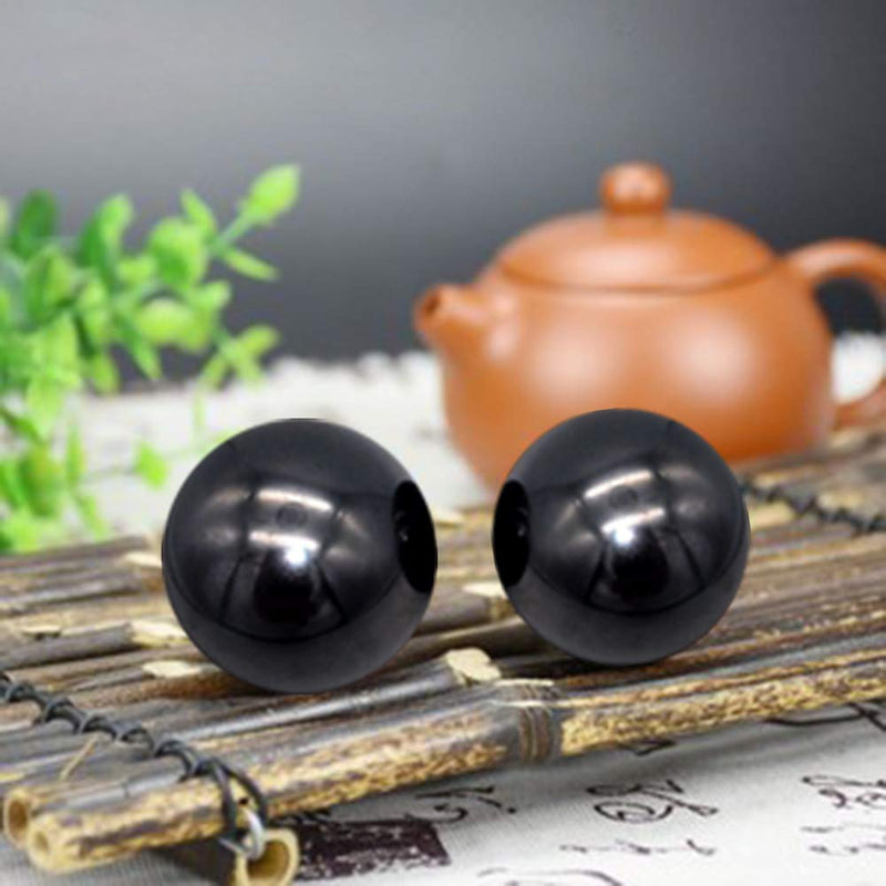 [Australia] - Z QINGZHENG 2pcs 1.57Inch Baoding Fitness Ball, Solid Chrome Steel Health Exercise Massage Handball Boiled Black 